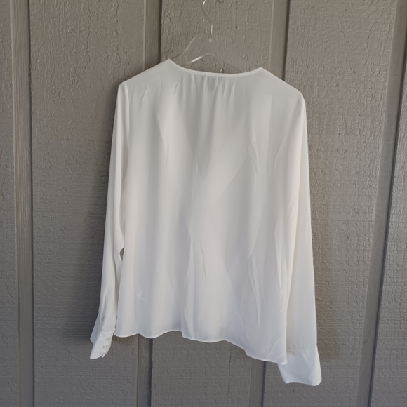 Halogen Cross Front Blouse Long Sleeve Color Ivory Cloud Size XXL - Picture 4 of 14